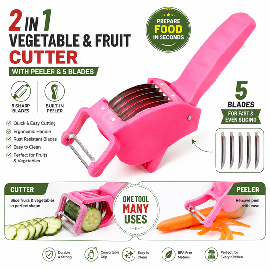 2-in-1 Vegetable & Fruit Cutter – 5 Blades