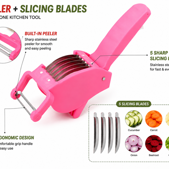 2-in-1 Vegetable & Fruit Cutter – 5 Blades