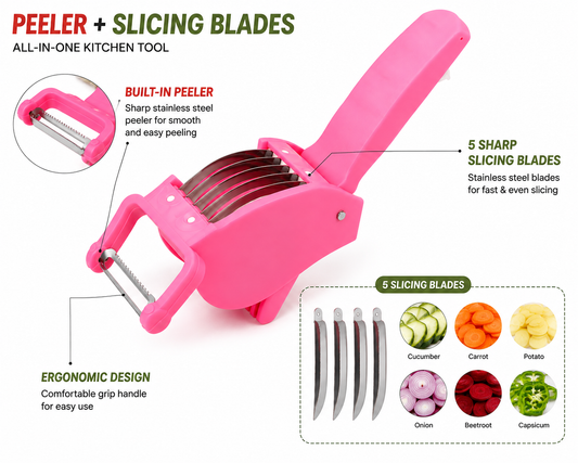 2-in-1 Vegetable & Fruit Cutter – 5 Blades