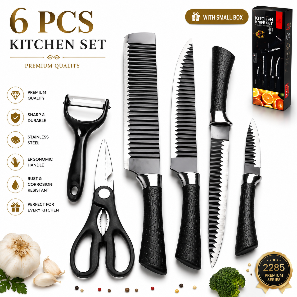 6PCS Stainless Steel Kitchen Knife Set