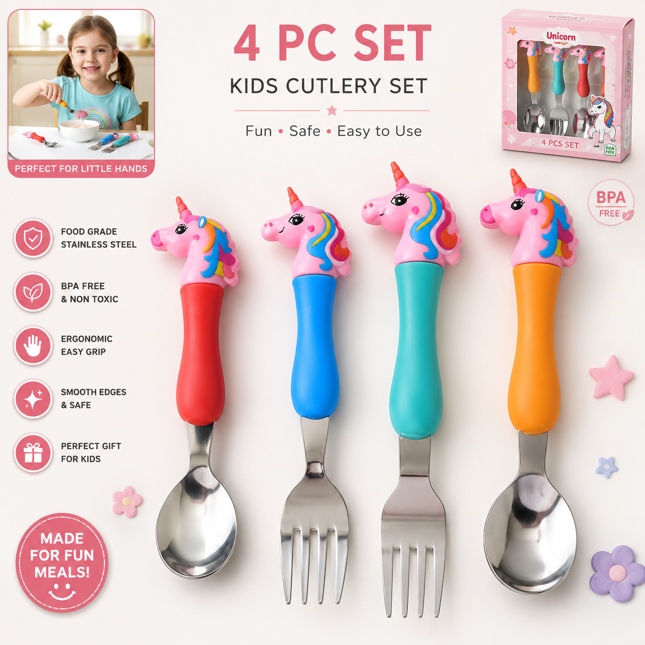 4PCS Unicorn Kids Dining Set