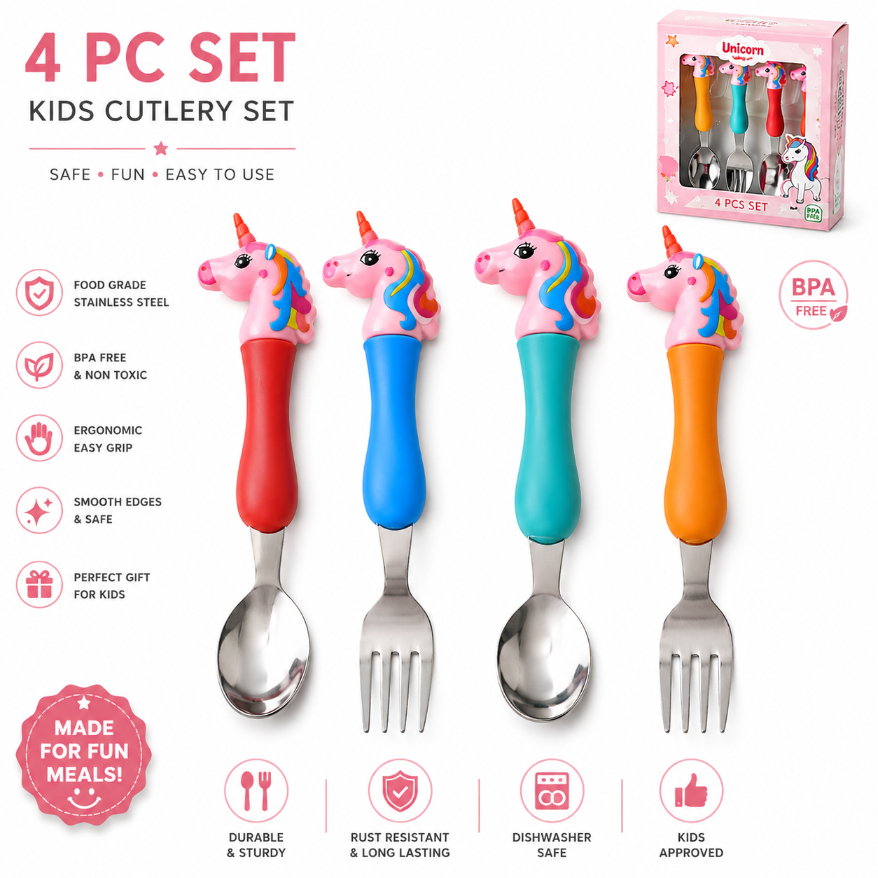 4PCS Unicorn Kids Dining Set